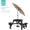 Best Choice Products 6-Person Circular Outdoor Wooden Picnic Table w/ 3 Built-In Benches, Umbrella Hole